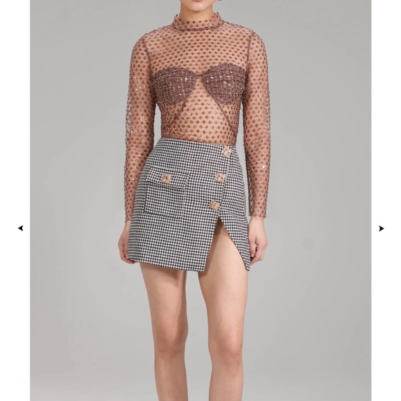 Self-Portrait Dresses & Skirts - NWT self portrait houndstooth skirt